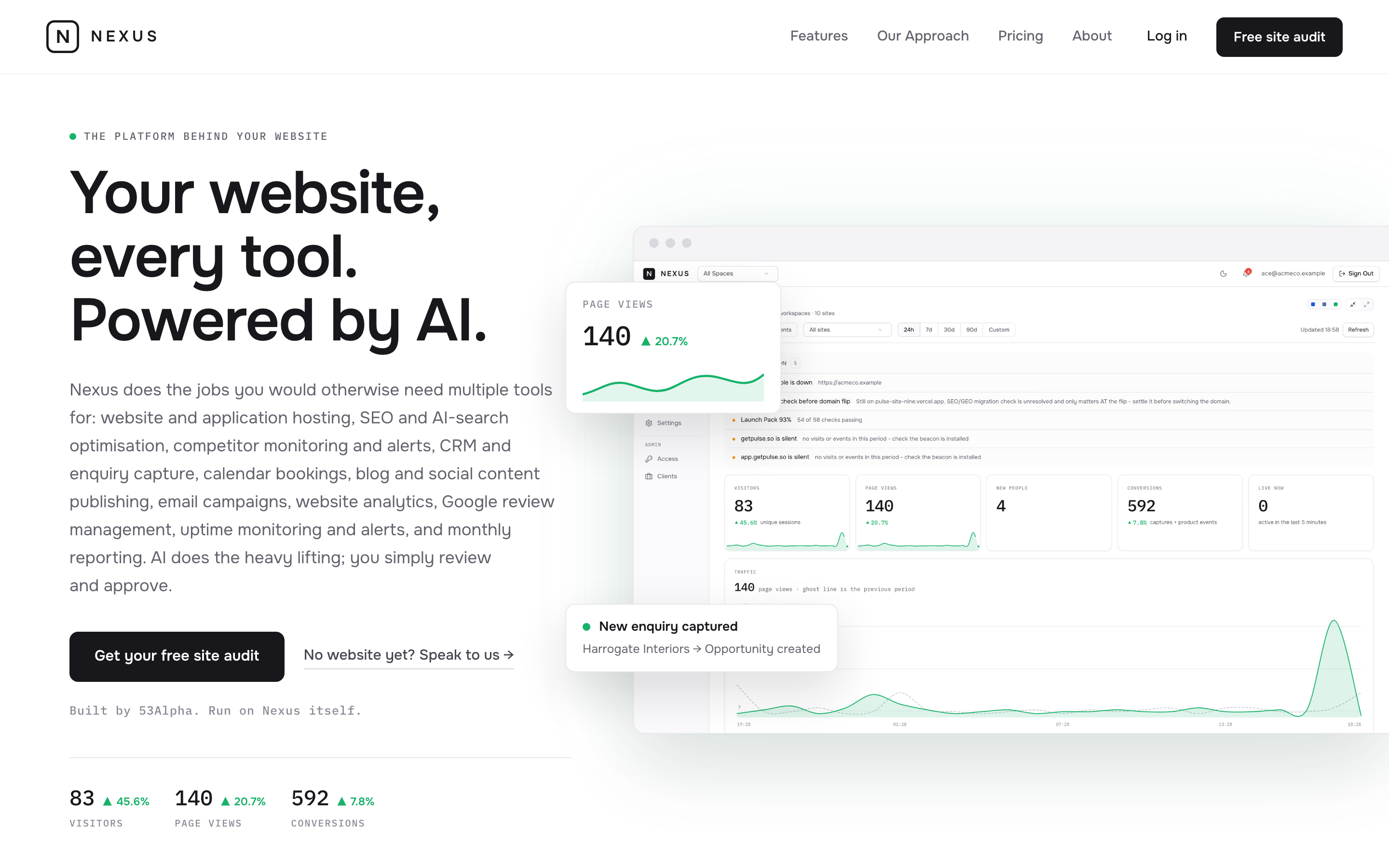 Nexus dashboard on desktop